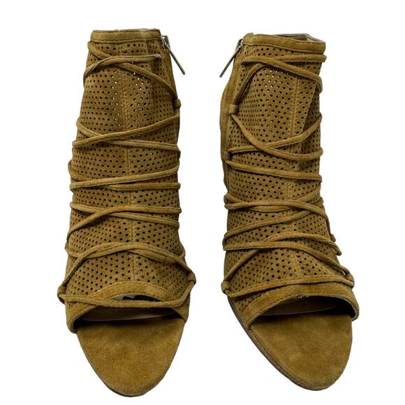 Vince Camuto Javy Tan Open Toe Suede Bootie 8.5 - Picture 4 of 10
